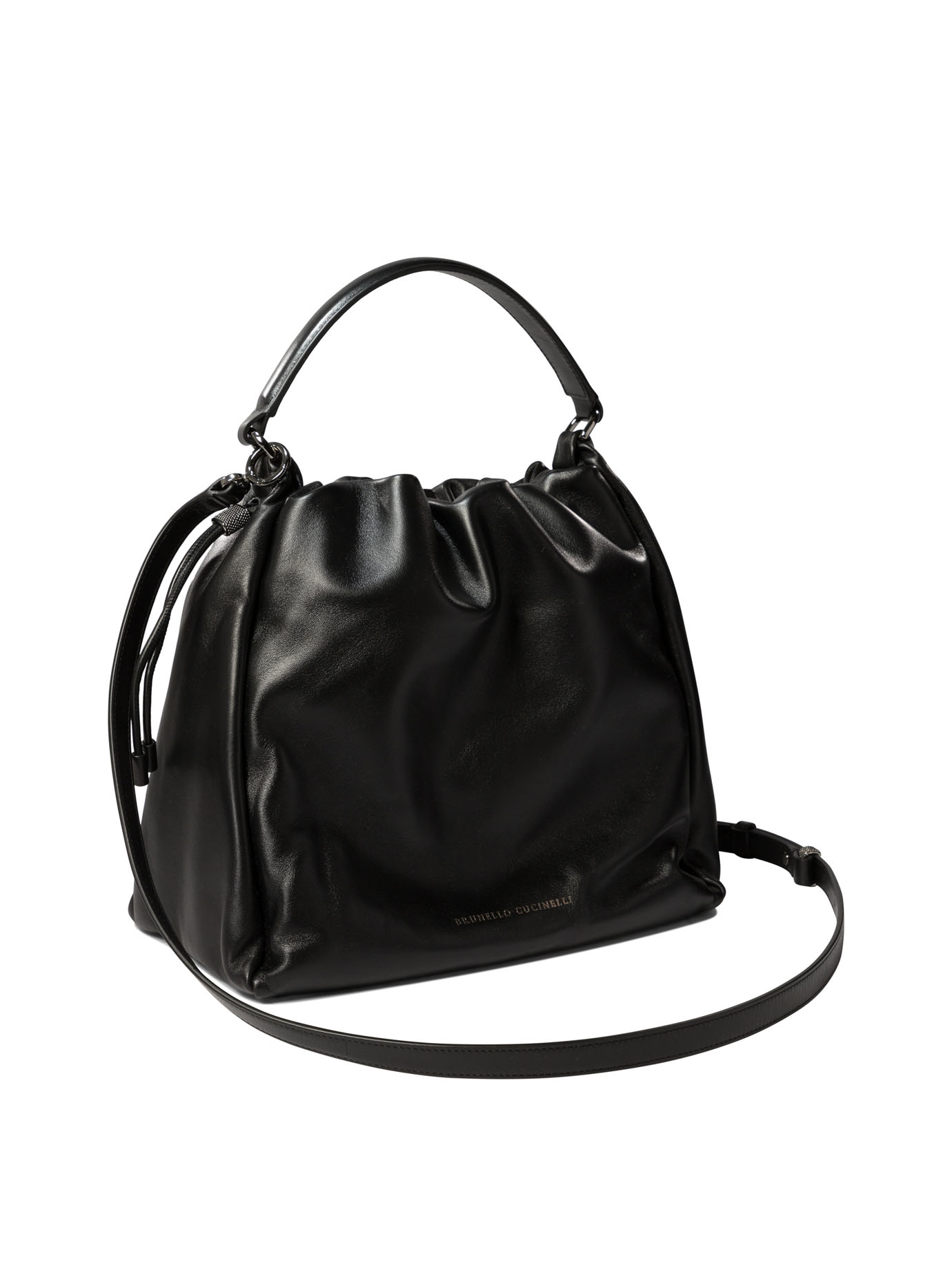 BRUNELLO CUCINELLI Black   Bucket bag in Soft leather with monili